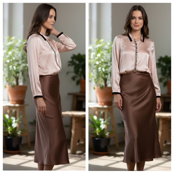 Tory Burch Silk Beaded Crystal Collar Long Sleeve Blouse Shirt Size 12 - Picture 6 of 17